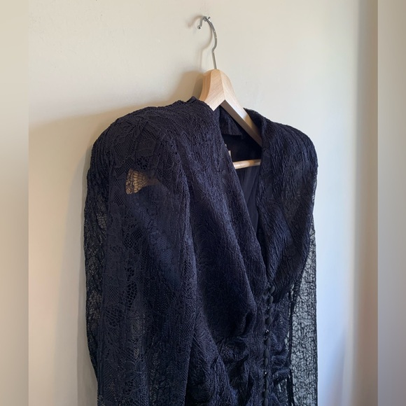 Rotate Birger Christensen Heather Long-Sleeve Lace Ruched Midi Dress - Picture 4 of 11